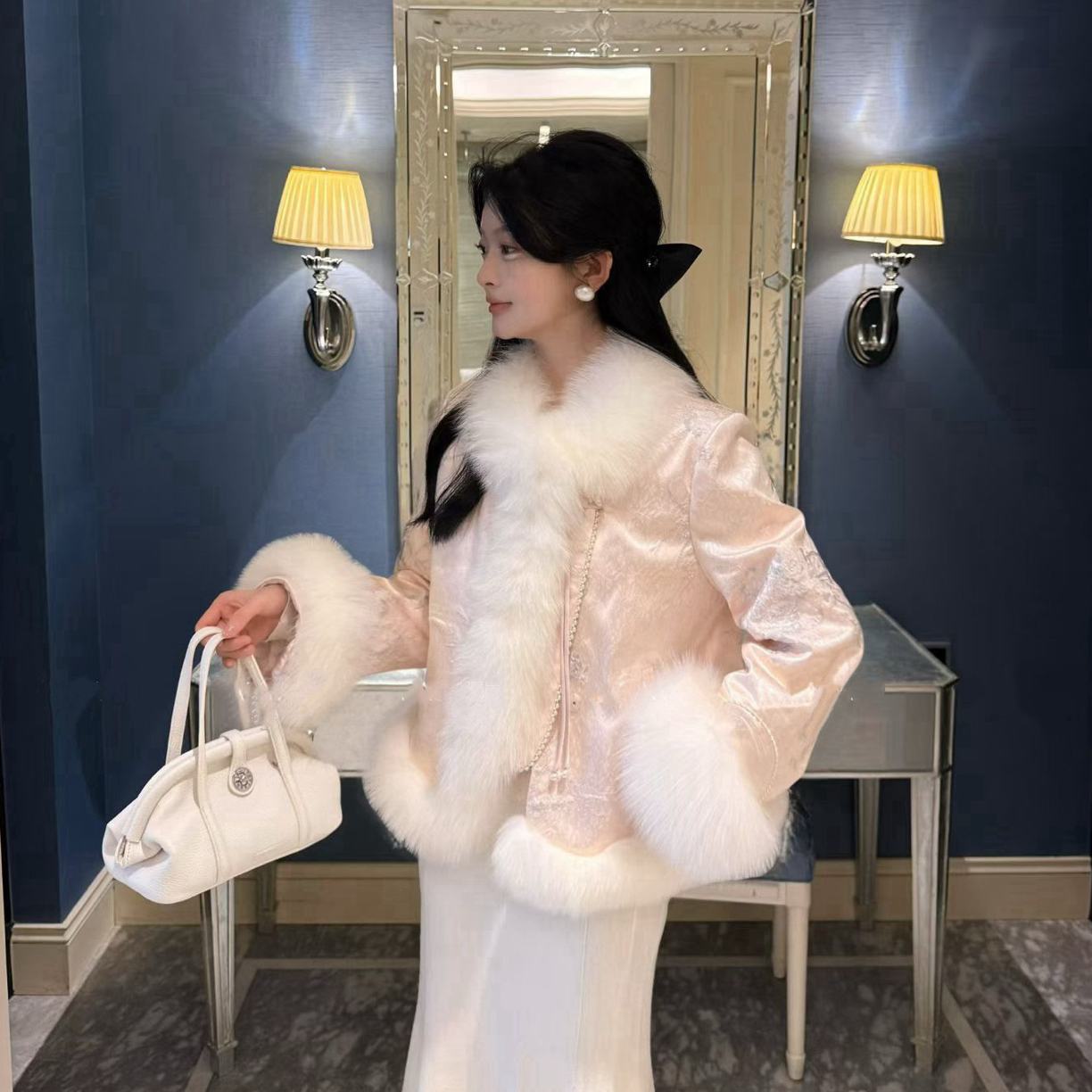 爆款新中式狐狸毛国风外套（现货当天从店里发 发完了大概3天发）