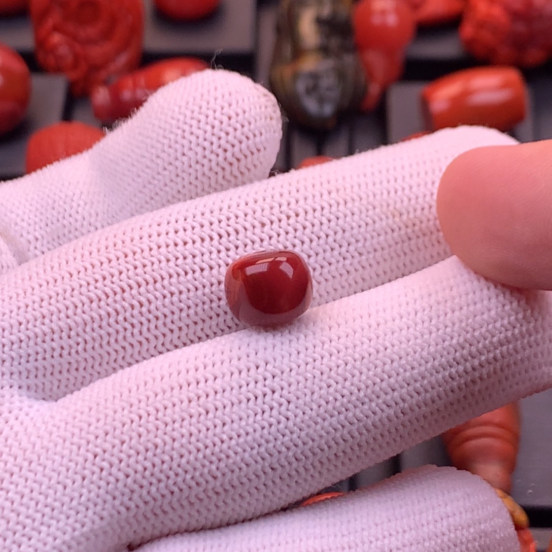 南红玛瑙未镶嵌川料原矿牛血妖花火焰老型单珠10mm