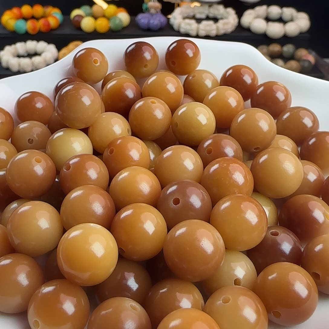 菩提根/象牙果手串卡13玻璃底老料板栗汤圆500颗批发