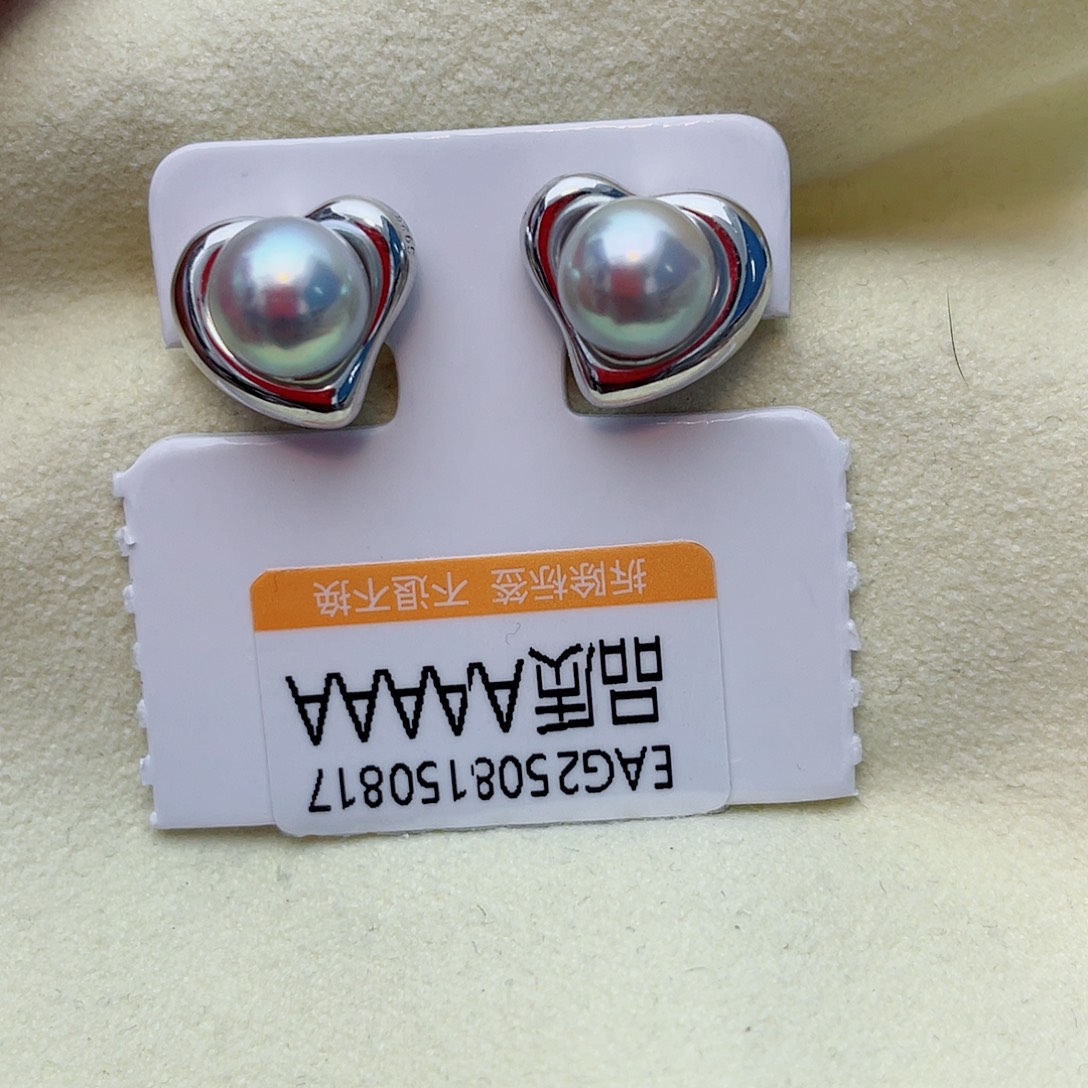 银S925镶嵌耳饰海水珍珠w50