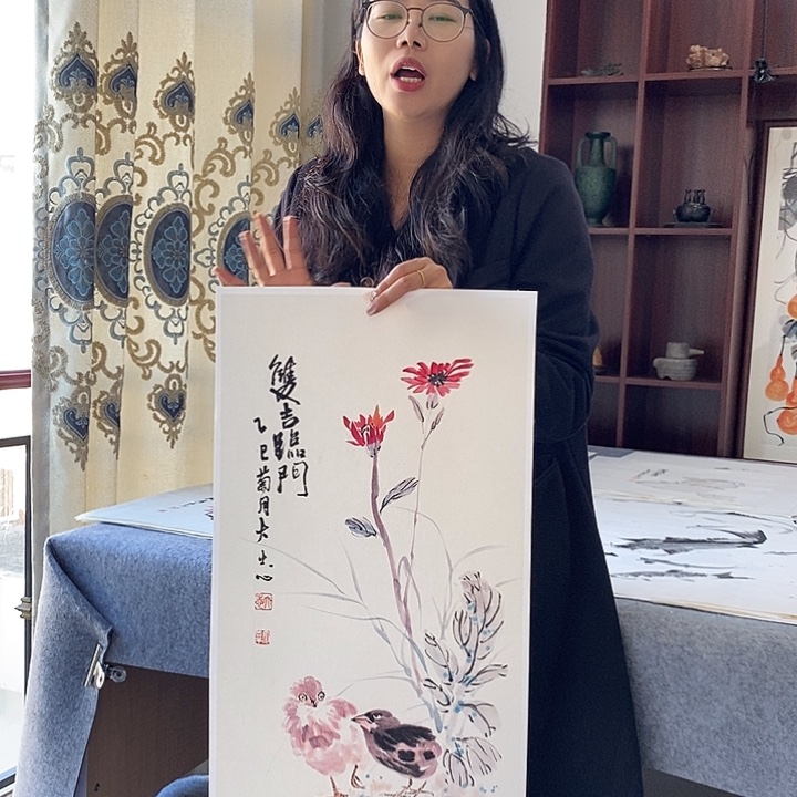 国画纯手绘国画写意作品34*68