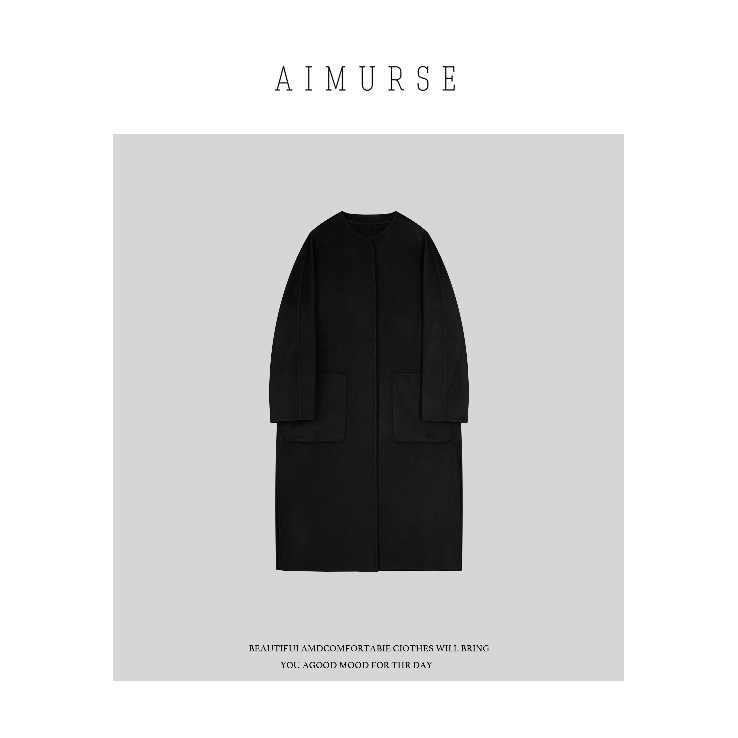 AIMURSE 【绒感大衣】小众设计师 中长款保暖绒质感大衣 AM30033