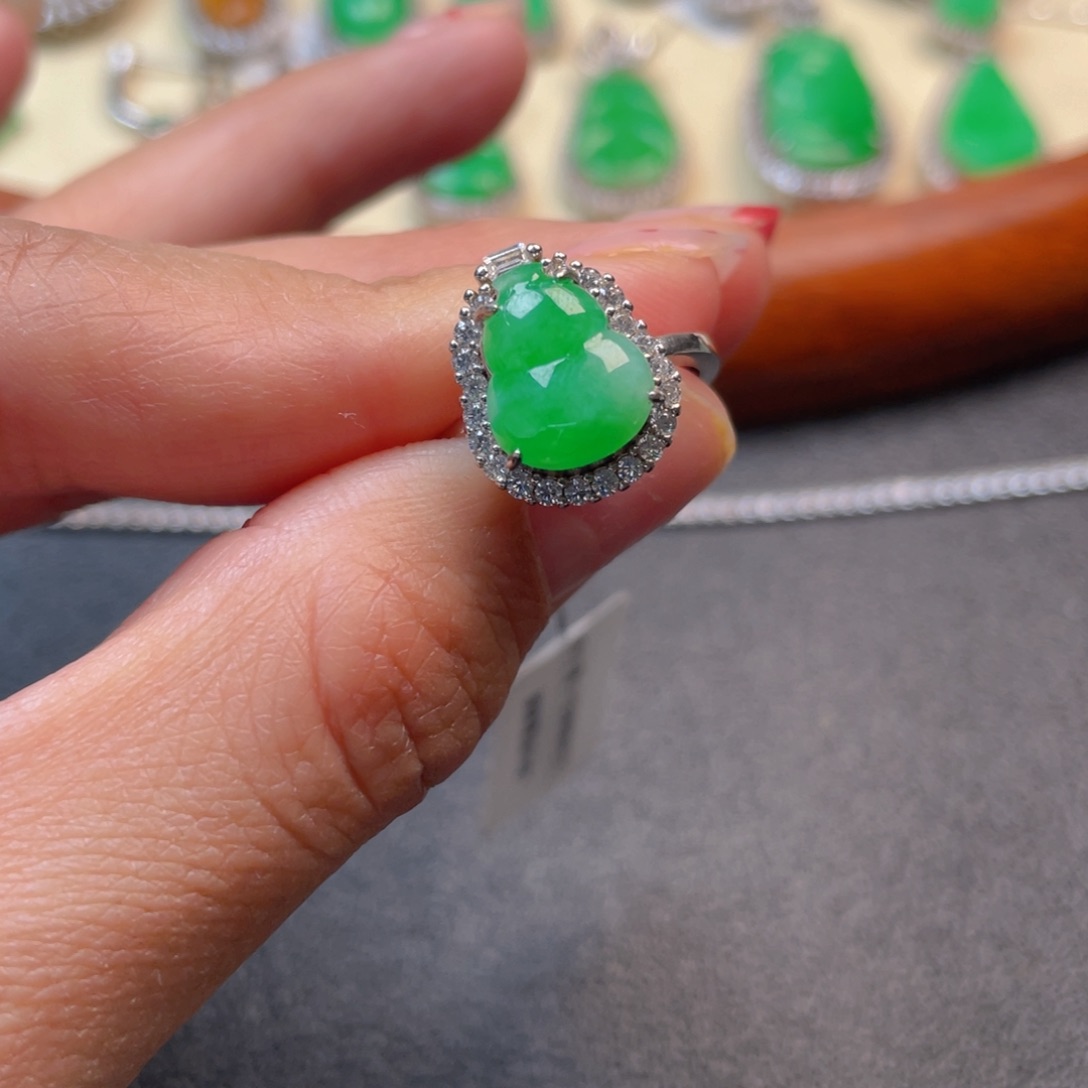 翡翠吊坠(不含链)银S925镶嵌戒指