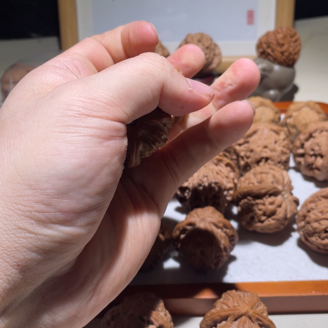 風***山文玩核桃把件36全品角白