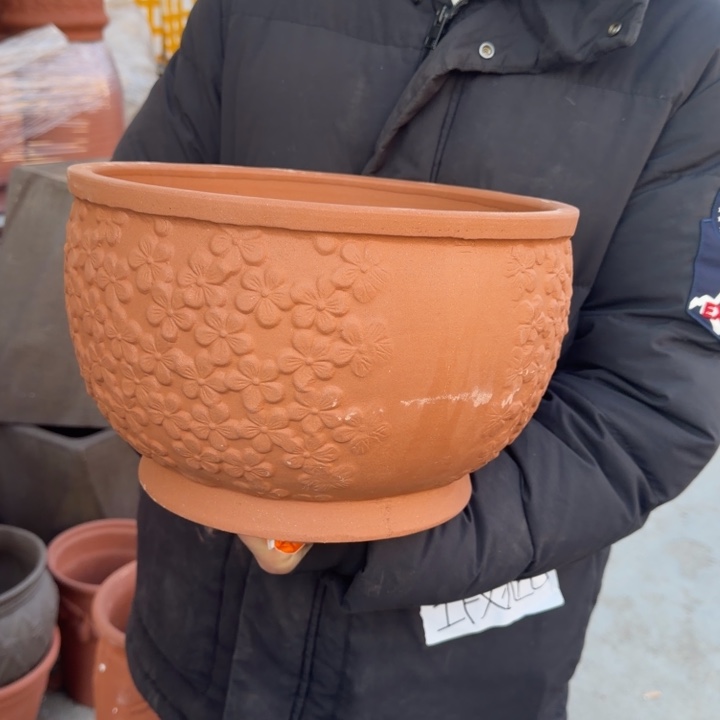 花盆紫砂口30高19宜兴紫砂 