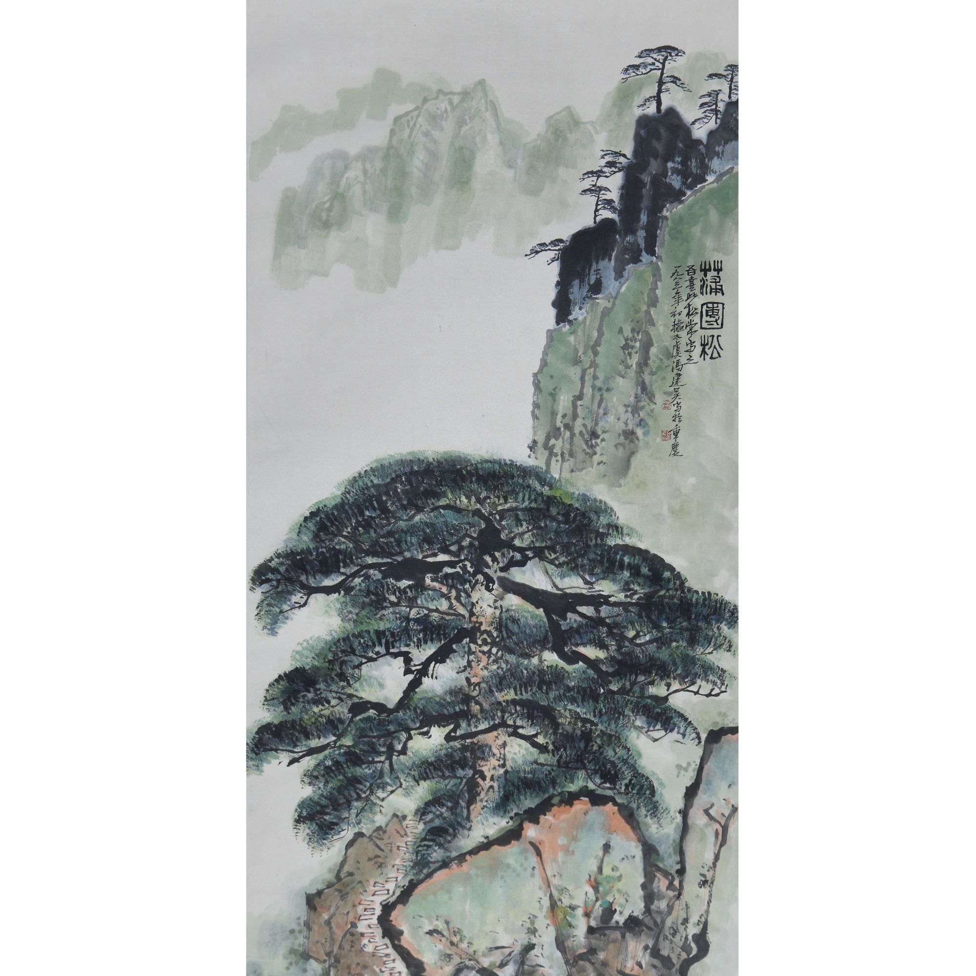 LOT.027冯建吴【山水】纸本立轴B0501-458预展手绘美术品