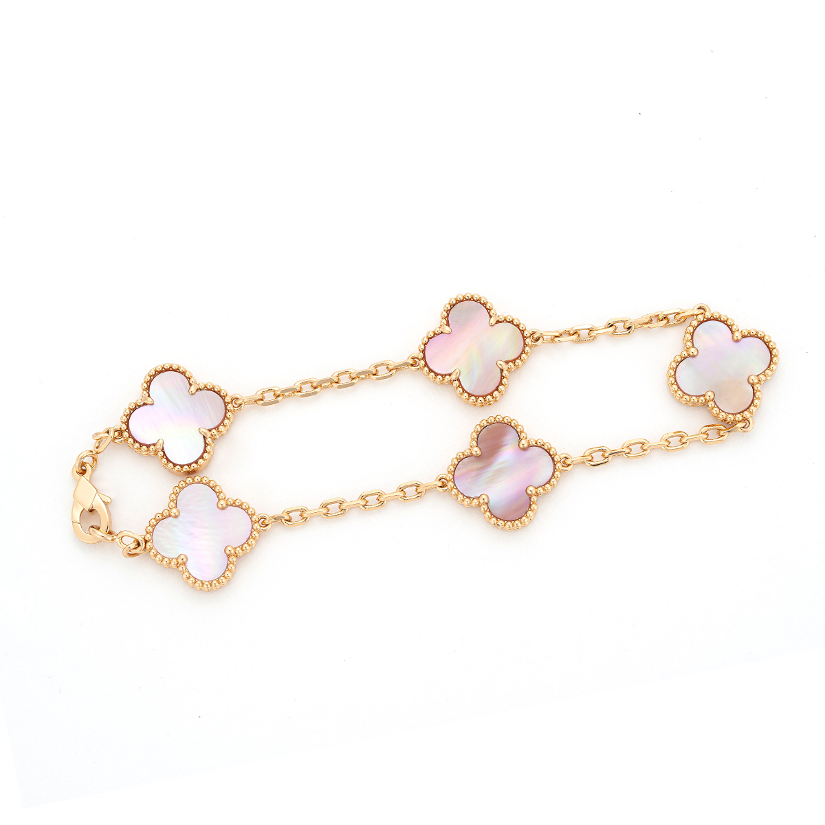 合金手链 V金版高定经典全粉色五花四叶草手链【牛总专属】