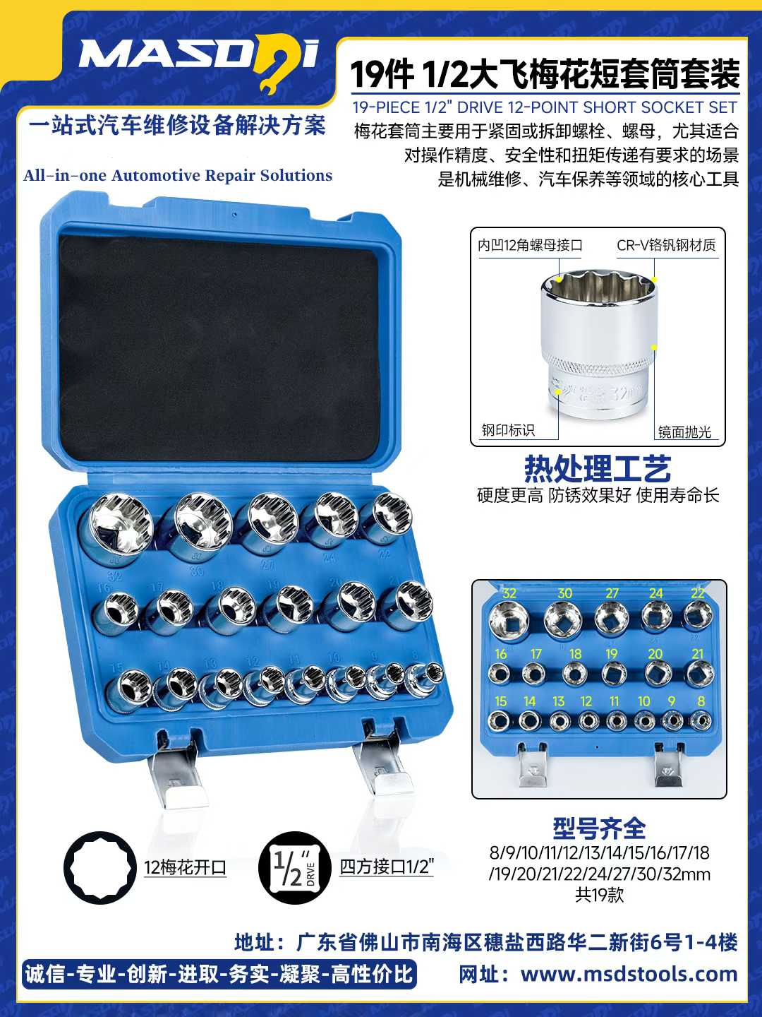 19件12角短套筒套装