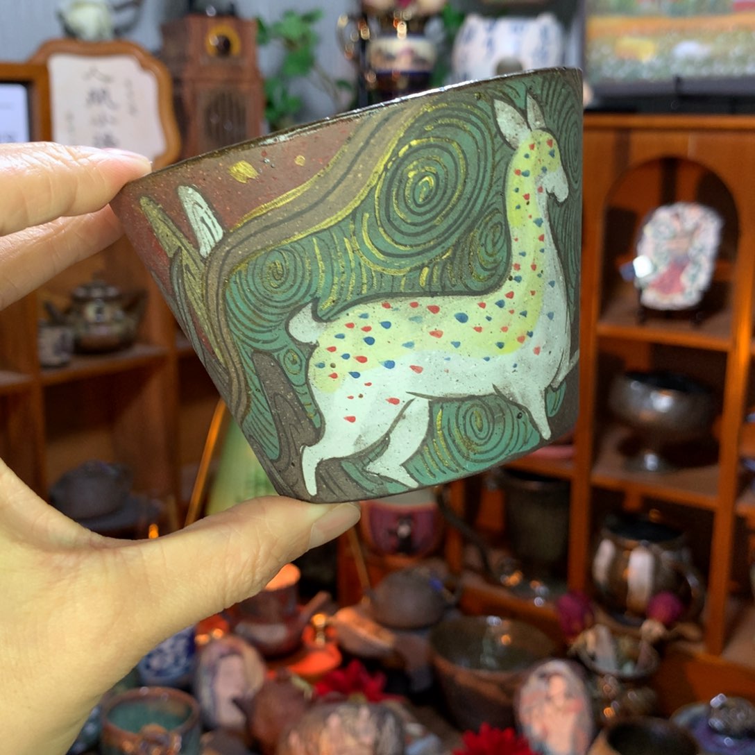 陶莫高窟壁画九色鹿猪口杯