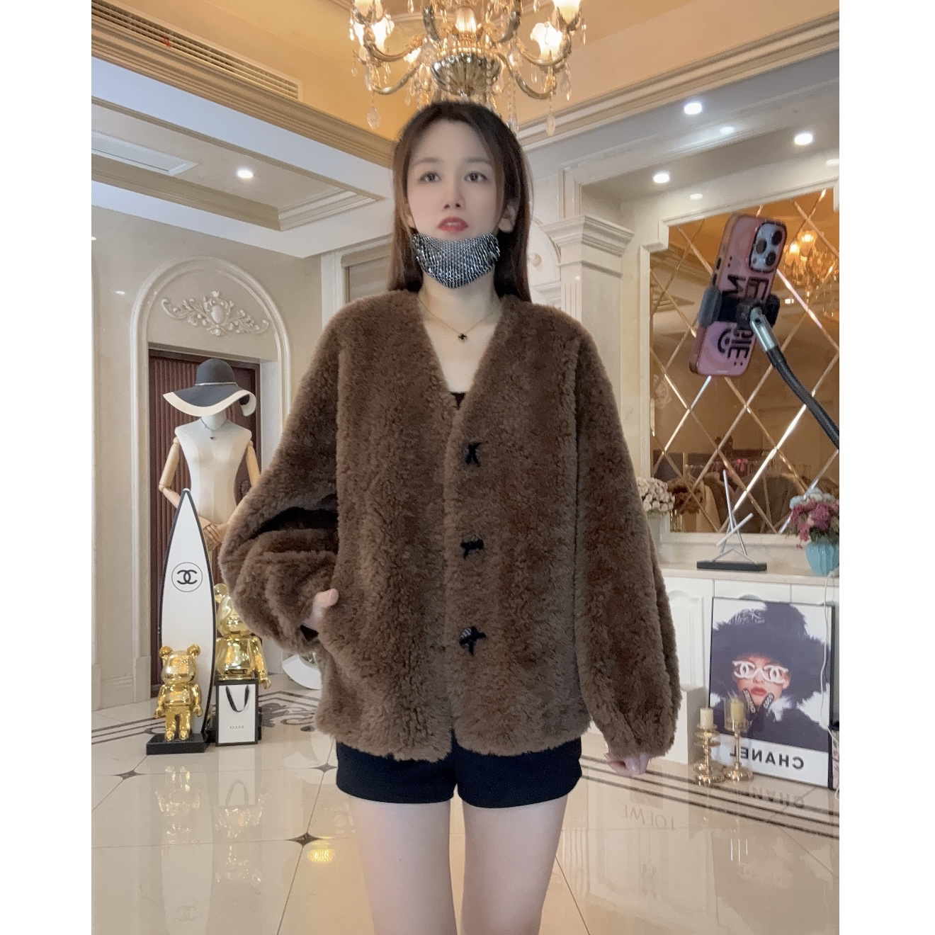 【猫姐家】真毛100%绵羊毛外套短款宽松时尚海宁皮草女外套