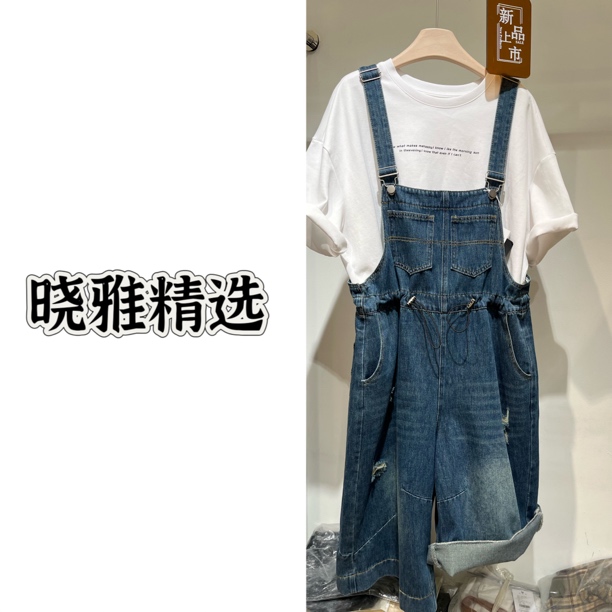 背带裤直筒裤背带时尚宽松连体裤春秋高腰牛仔显瘦春夏阔腿