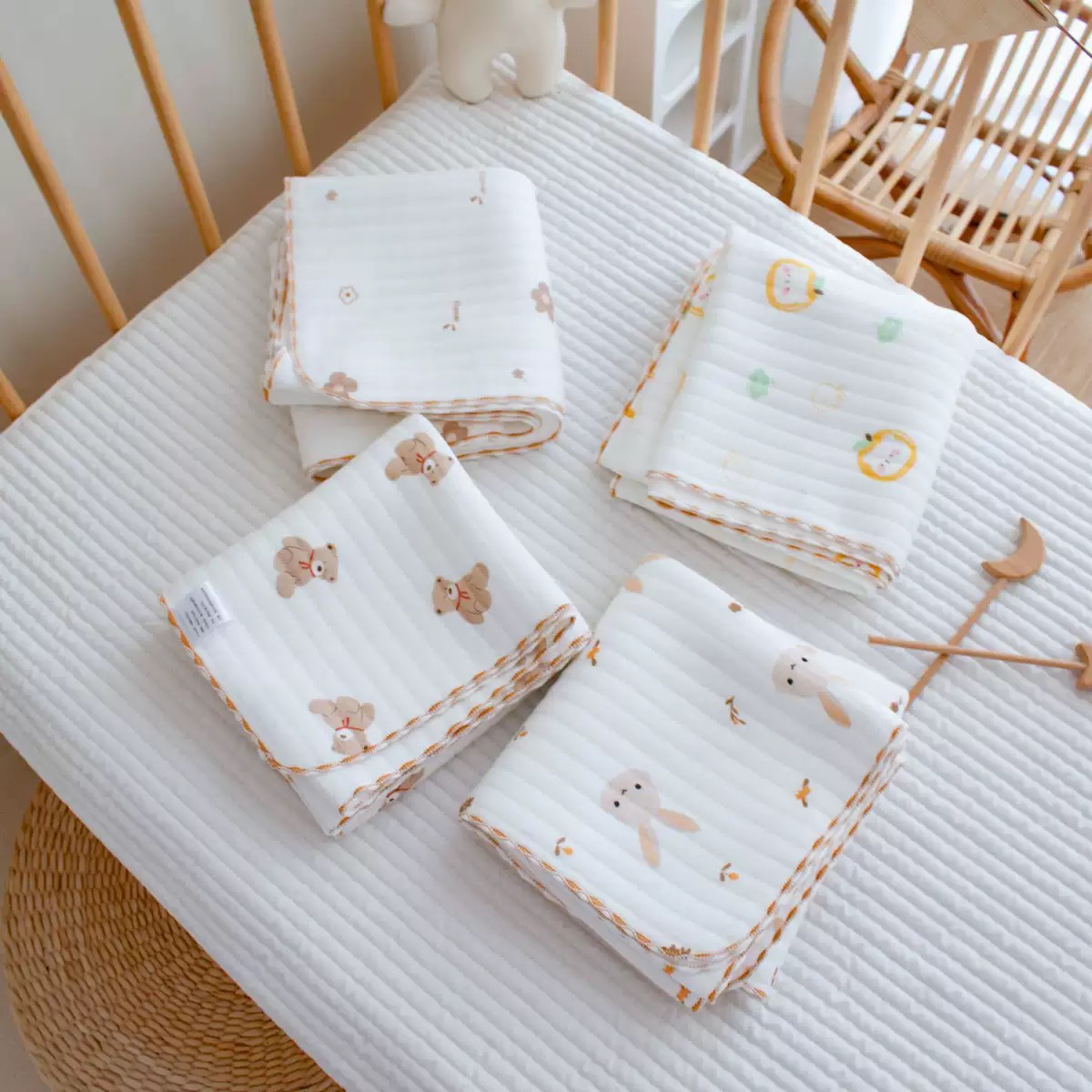 （拍2条厚送胎帽）新生儿厚款产房纯棉包单空气棉襁宝巾包裹盖毯