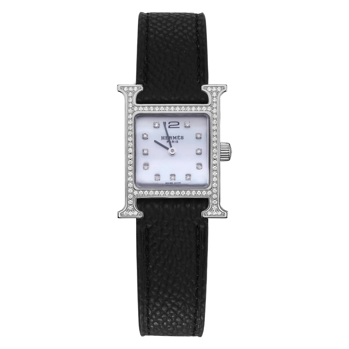 99新 Hermes/爱马仕 静文专属HEURE H系列腕表/后圈钻/WHT024352