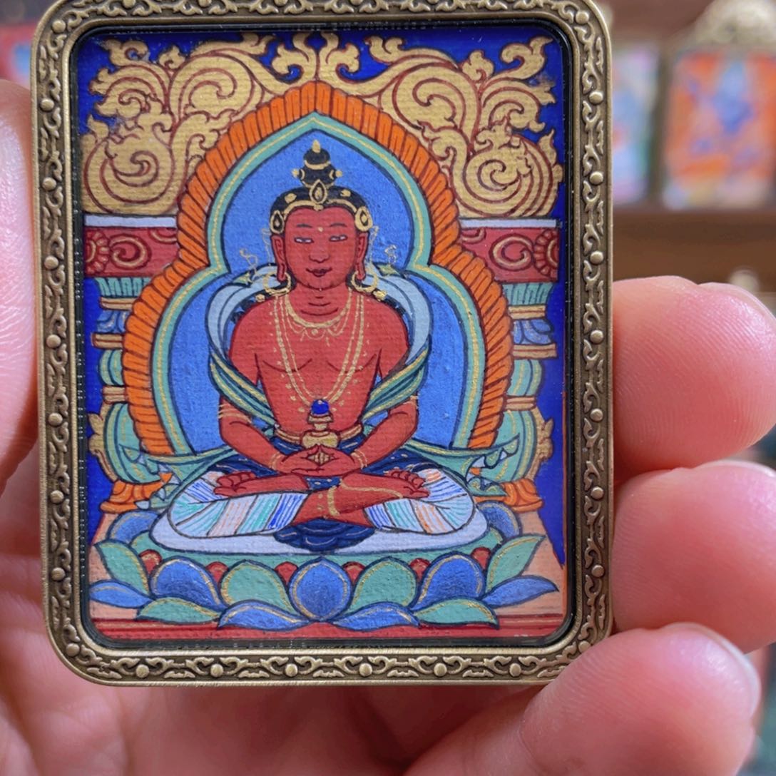 吊坠嘎赤无量寿纯手绘唐卡