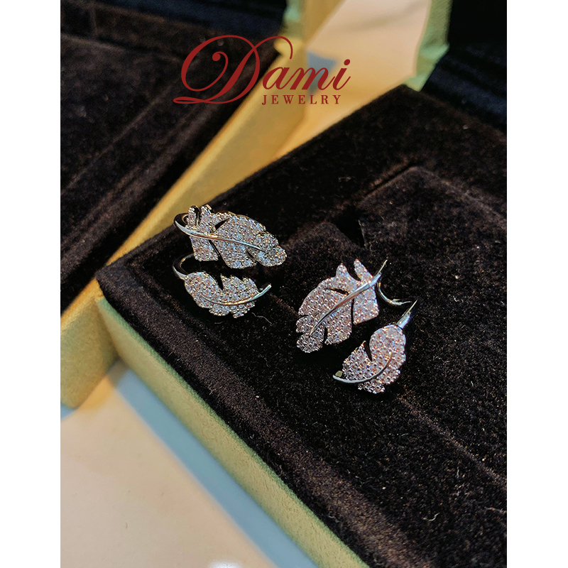 铜合金合成锆石耳饰 1040双羽毛耳钉