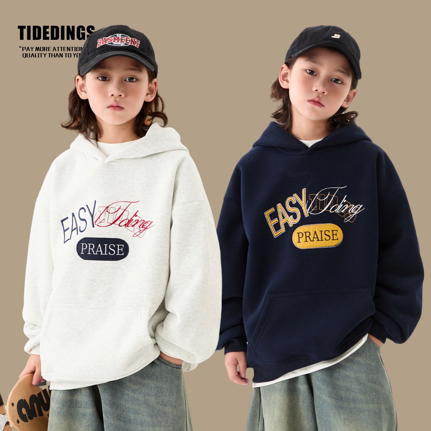 叮叮家童装2025冬季新款男童加绒保暖连帽卫衣亲子冬款上衣25408