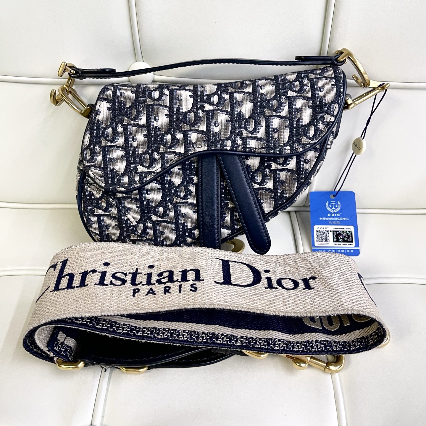 95新 DIOR/迪奥 119523 迪奥老花mini马鞍包单肩包