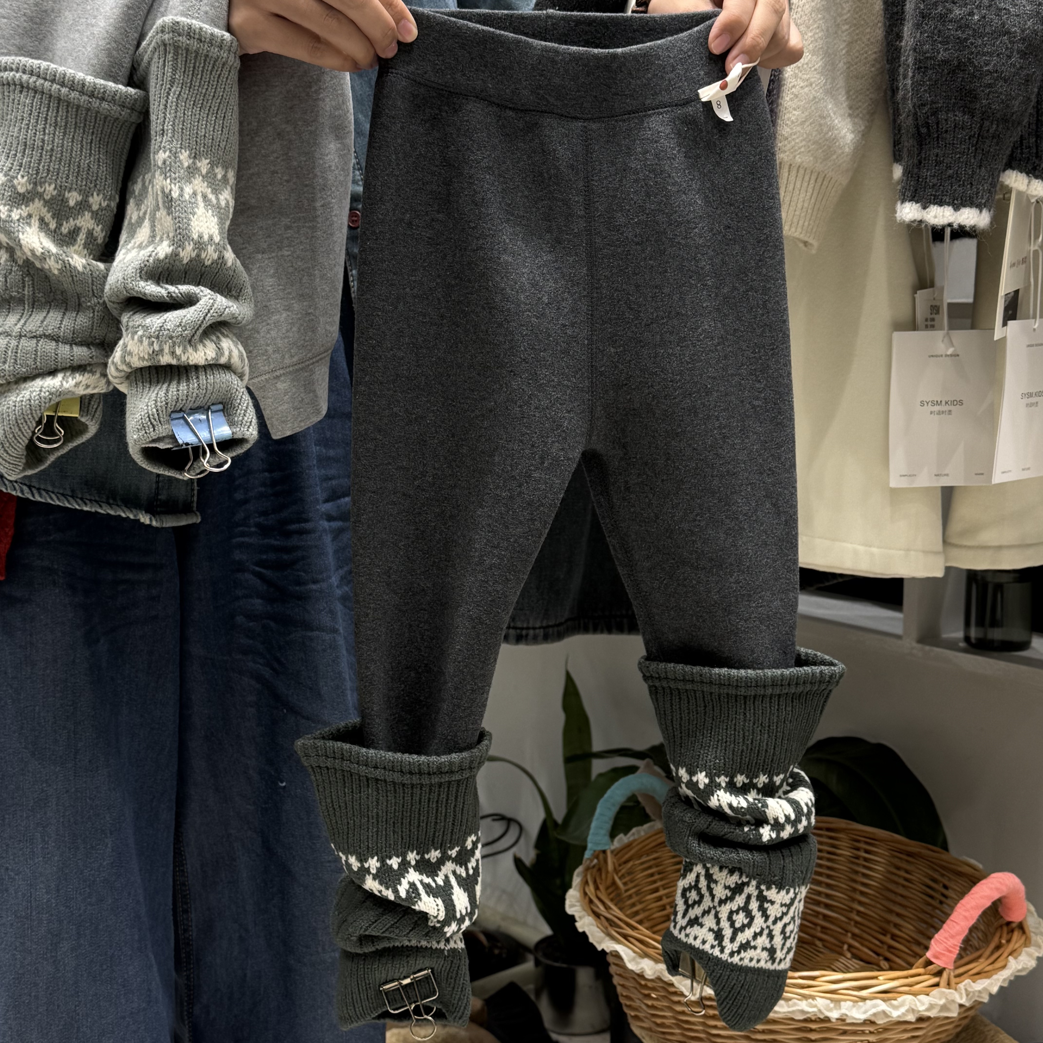 8555# 打底韩系百搭裤腿拼接薄款厚款冬款堆堆外穿加绒