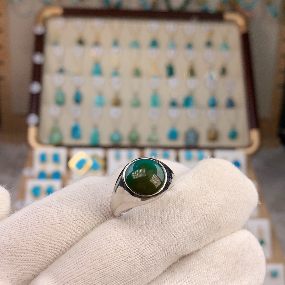 绿松石银S925镶嵌戒指