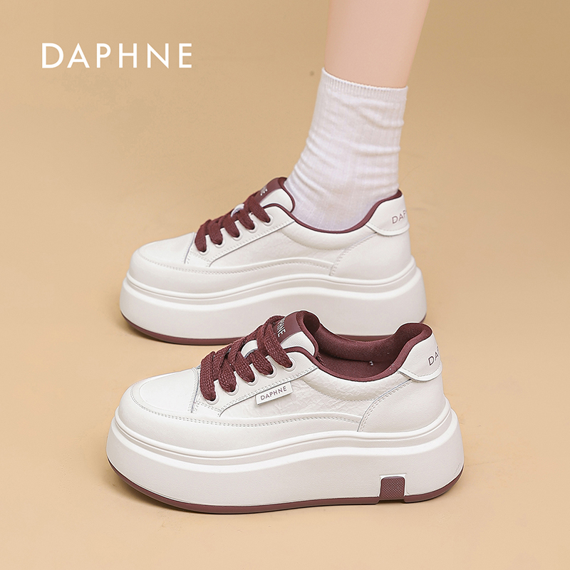 Daphne/达芙妮女鞋2025秋季阿甘鞋厚底增高休闲运动鞋小白鞋6320D