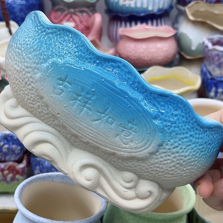 多肉绿植陶瓷花盆9.9包邮，有孔