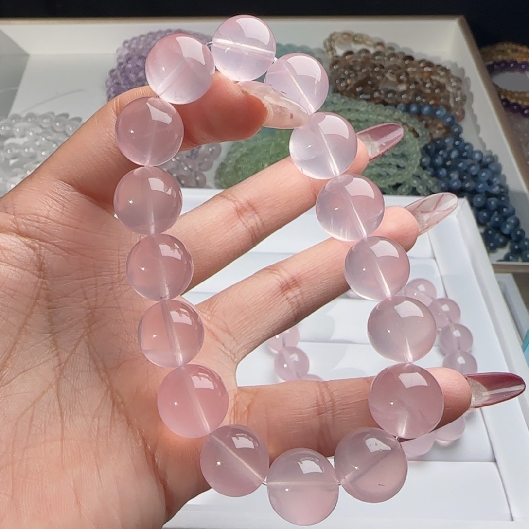 水晶手链未镶嵌大*姐果冻粉12mm