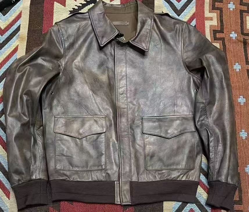 头层牛皮休闲时尚短款夹克迷彩净版A2（微瑕）