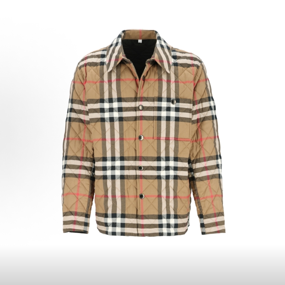 未使用 BURBERRY/博柏利 (勾勾)Burberry 棕色格纹单排扣长袖棉服