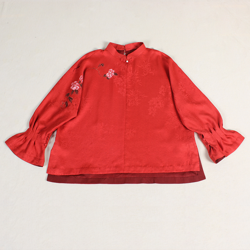 【春展】复古新中式桑蚕丝纯手工香云纱中国风长袖国风女士上衣