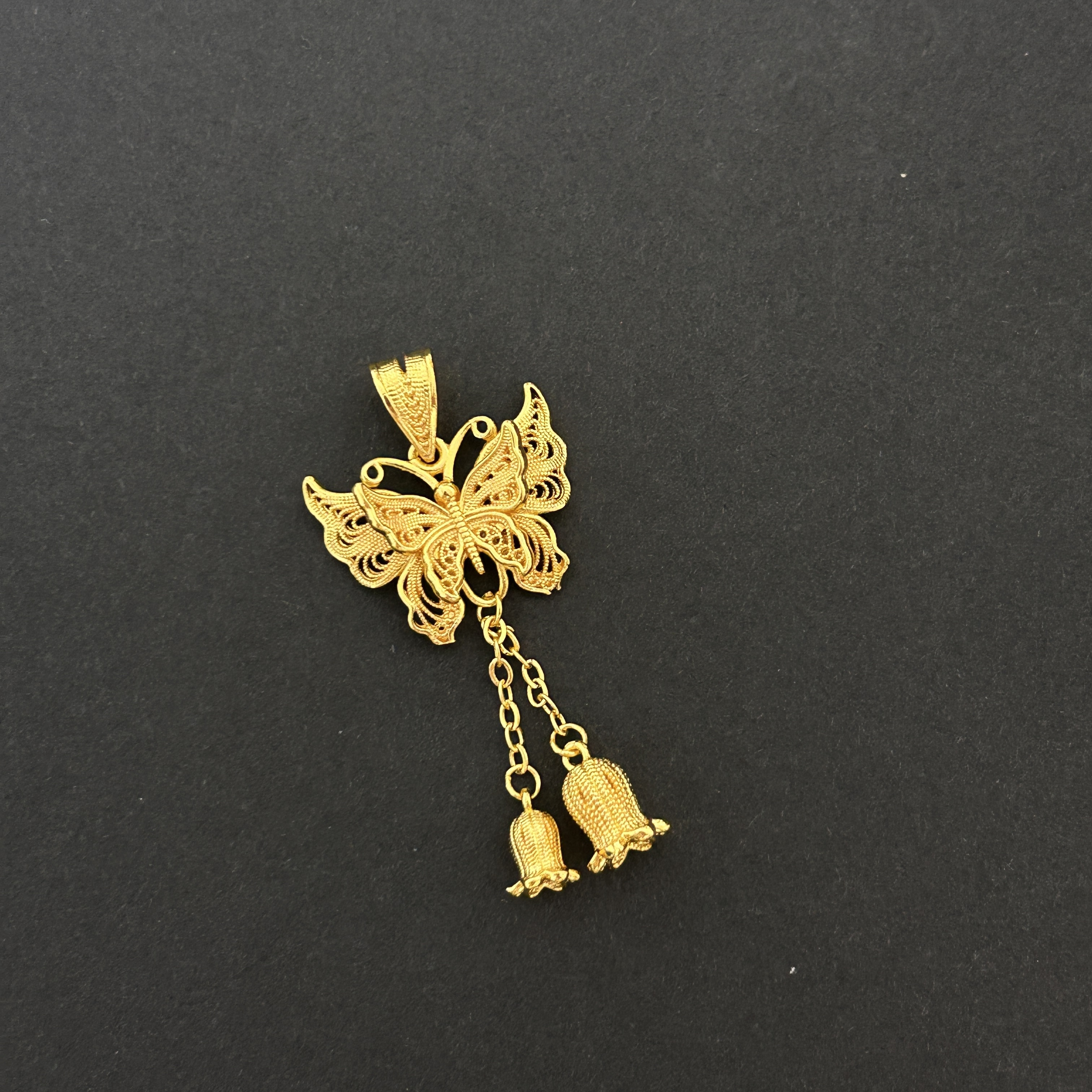 S1017古风饰品蝴蝶配饰百搭金色素款吊坠