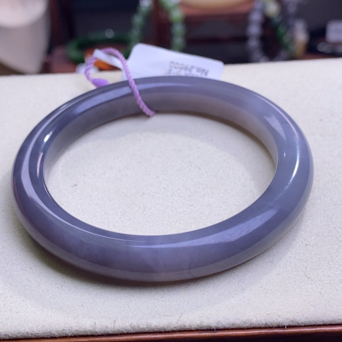 和田玉烟紫半山水福利手镯55圈口未镶嵌