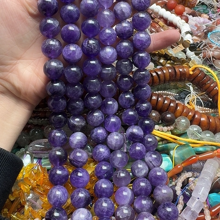 玛瑙/玉髓未镶嵌珠宝半成品一条16mm紫水晶