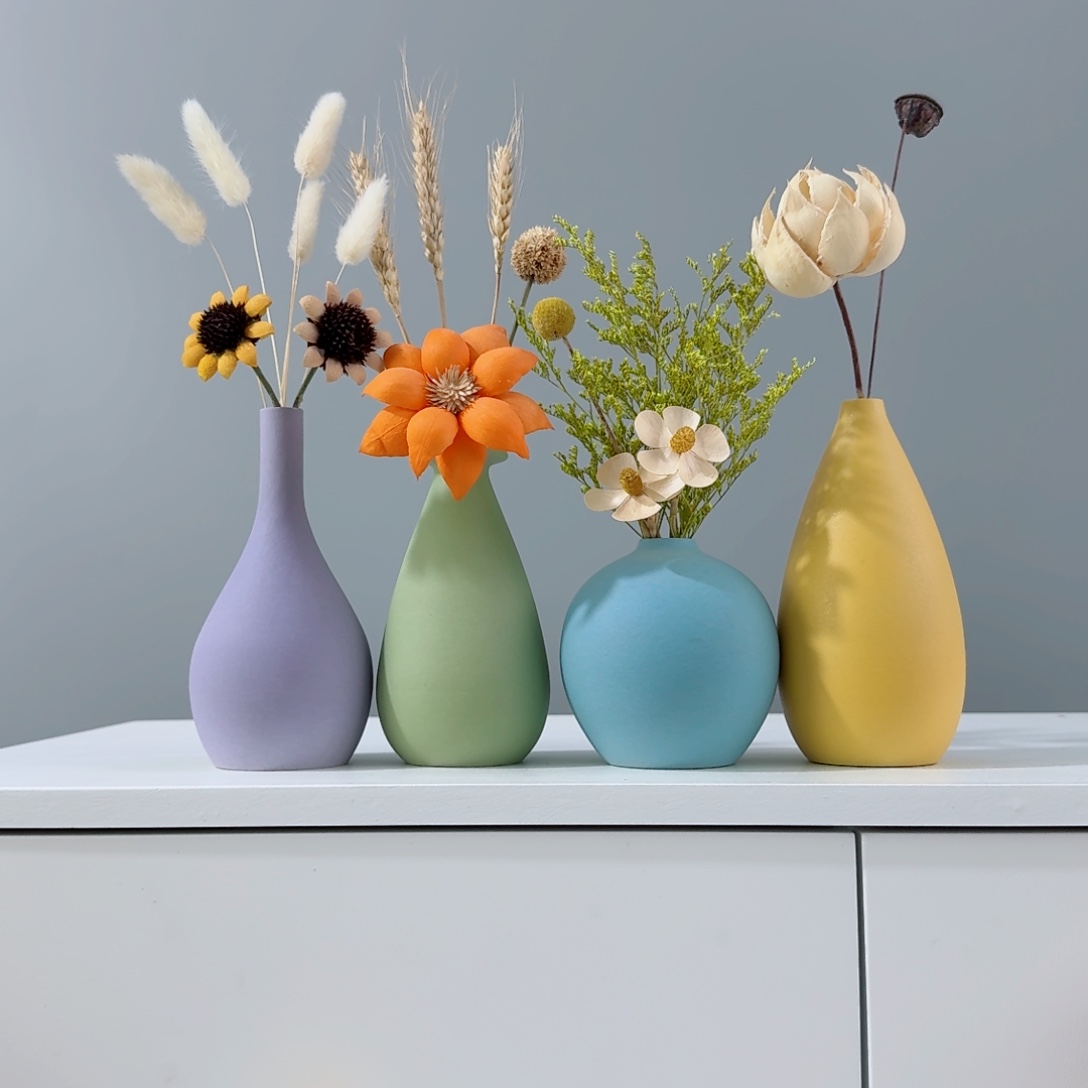 摆件陶瓷花瓶摆件含花总高约20-30cm