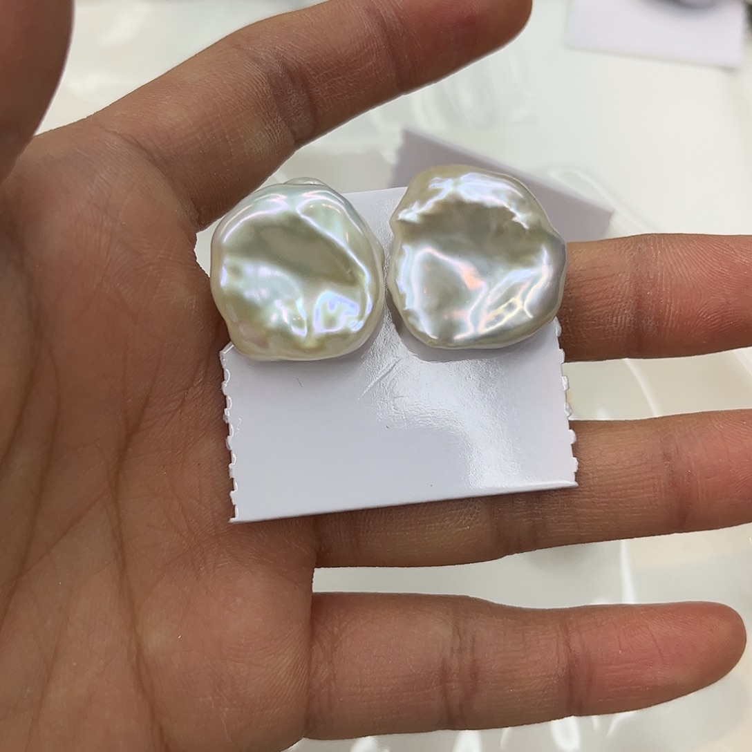 银S925镶嵌淡水珍珠耳饰