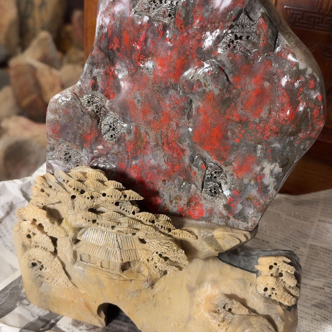 昌化石昌化鸡血石摆件