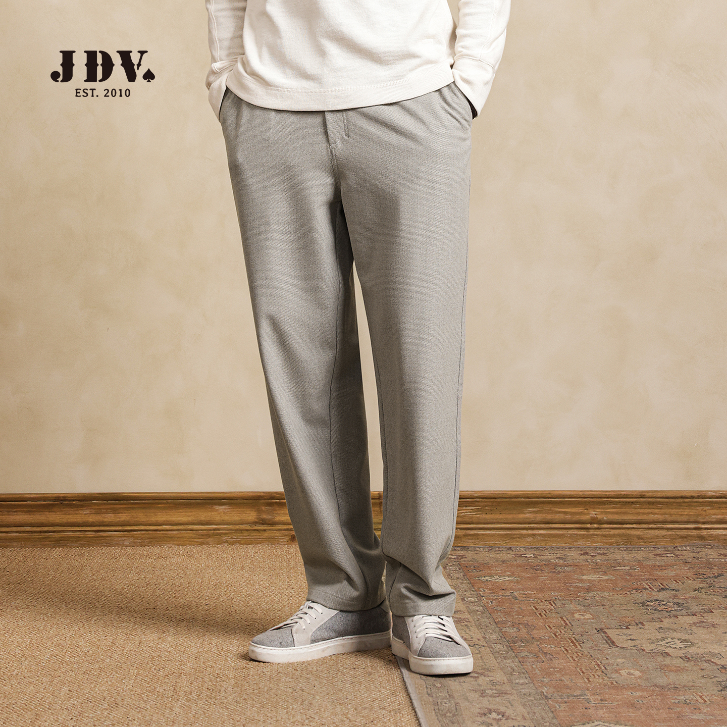 J.D.V男装2025中腰长裤直筒裤休闲裤西裤弹力商务舒适WPL57P4