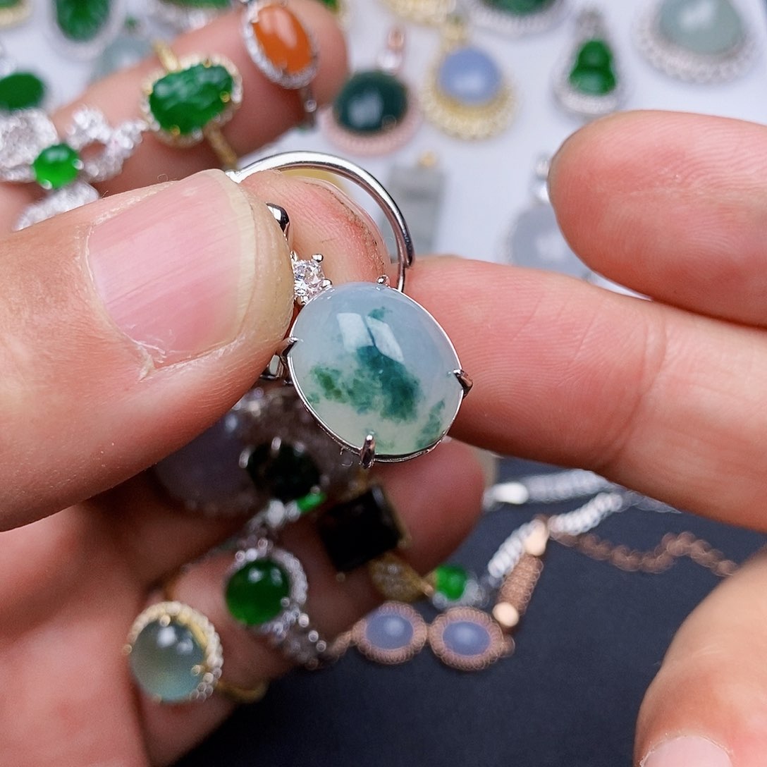 翡翠颈饰银S925镶嵌项链