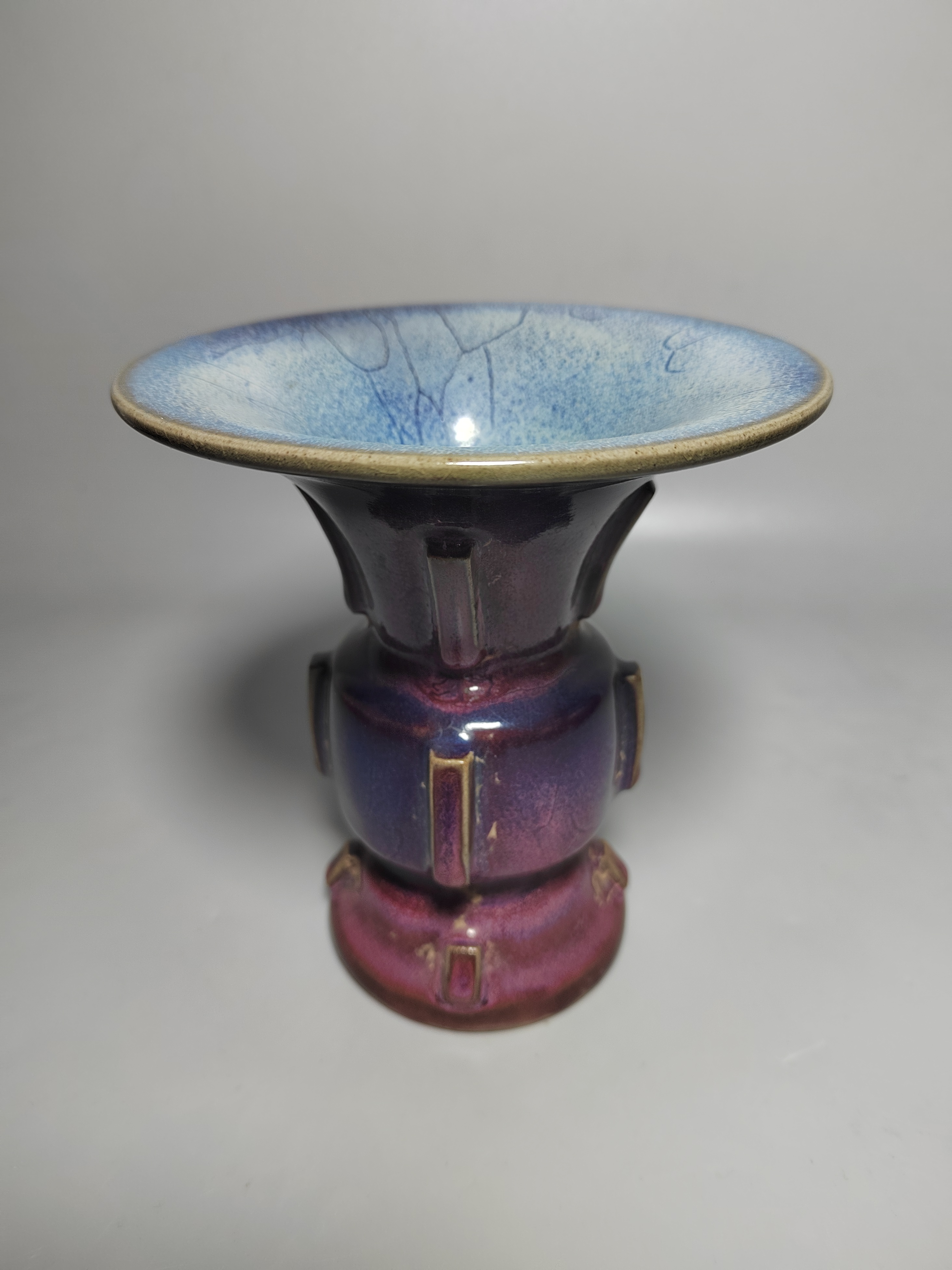 瓷器摆件色釉瓷器片片陶瓷冰裂纹蓝色蓝釉中式