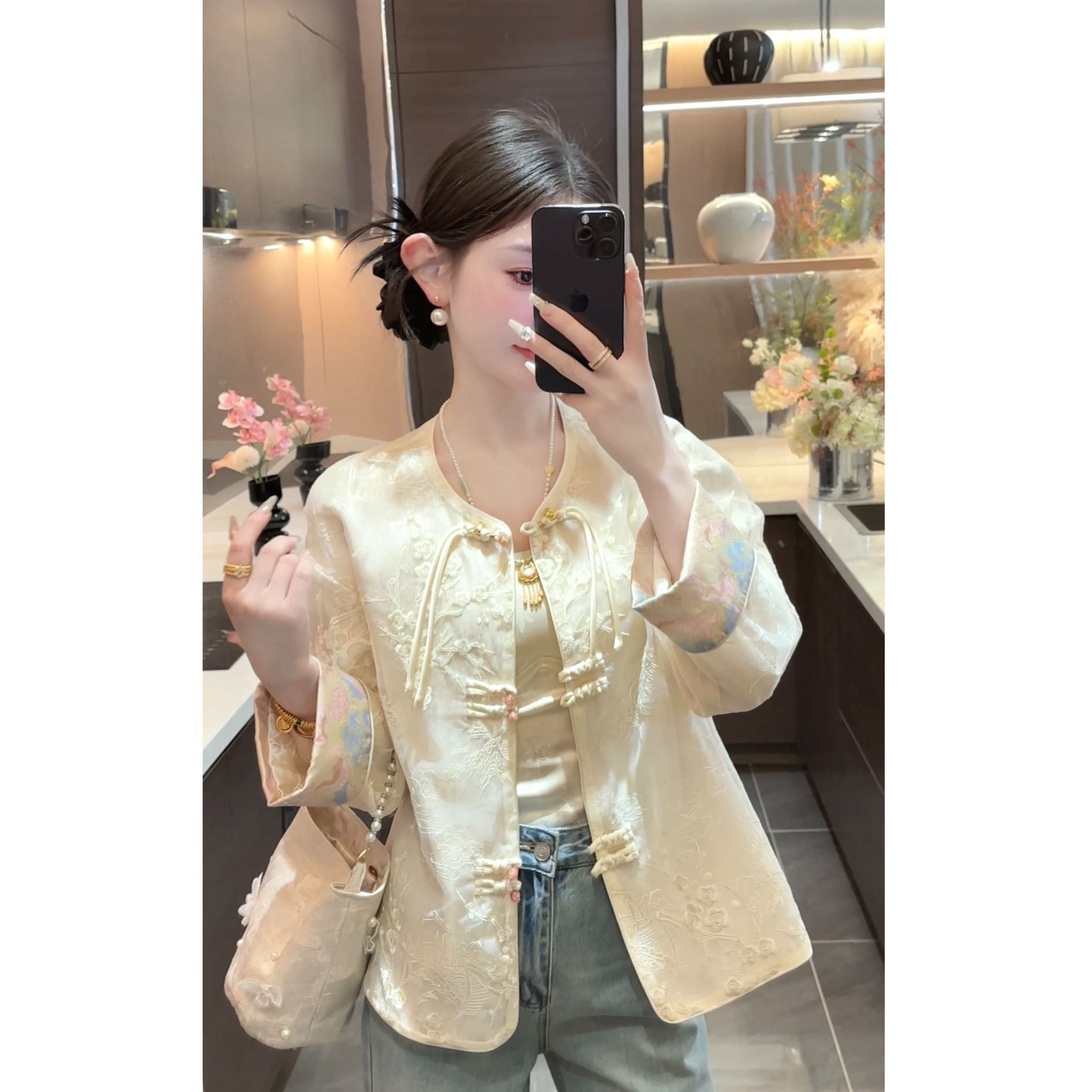 【周粥】【幸福】2025新款国风盘扣开衫提花外套预JJC5SY0461