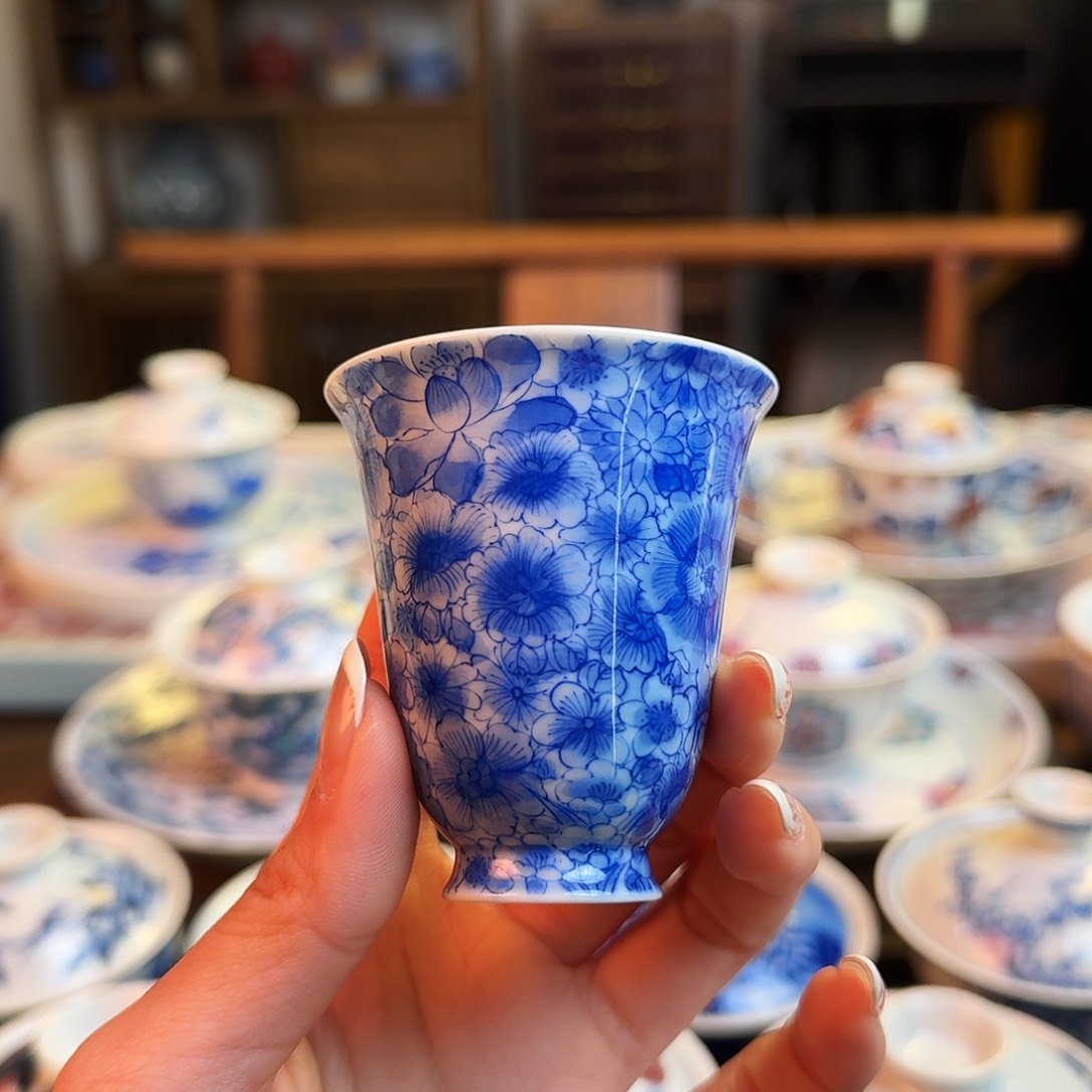 杯重工点工万花闻香杯纯手绘