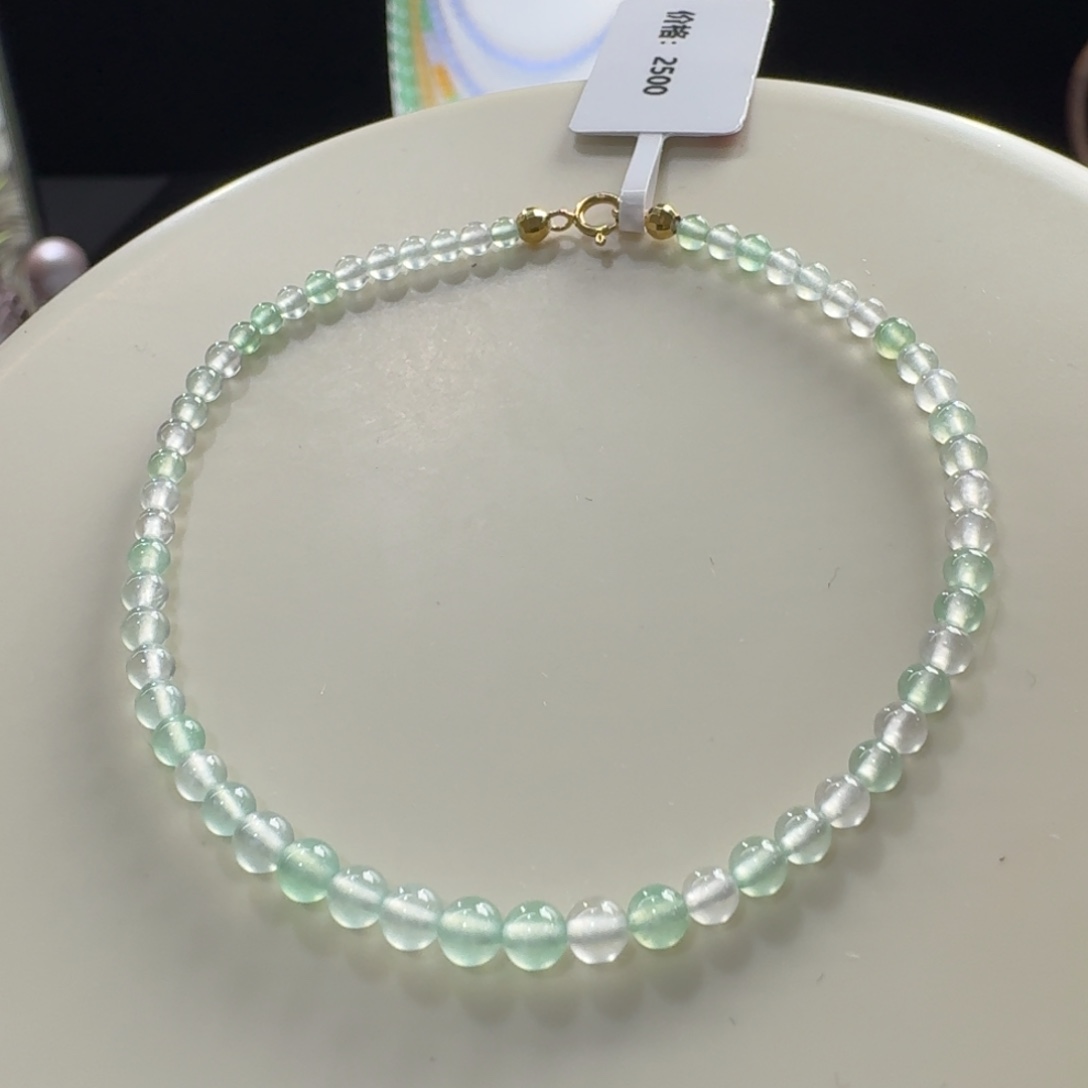 翡翠未镶嵌手链炸光极光幻彩小米珠2.8-3.5mm