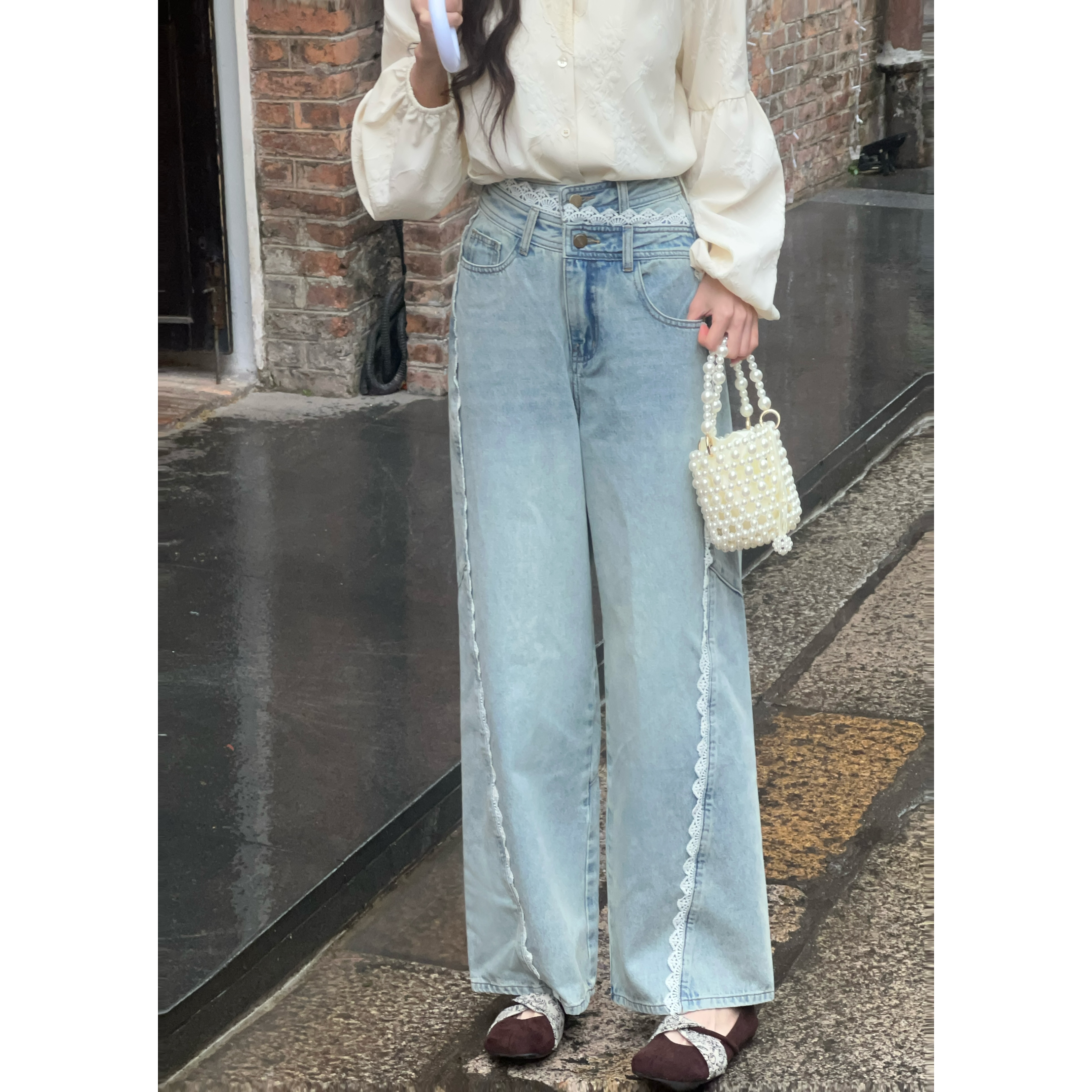 温敏er【深海迷失】港风复古裤子女款爆款2025新款阔腿裤M0225061