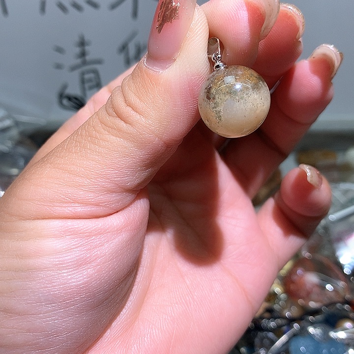 水晶吊坠银S925镶嵌水晶