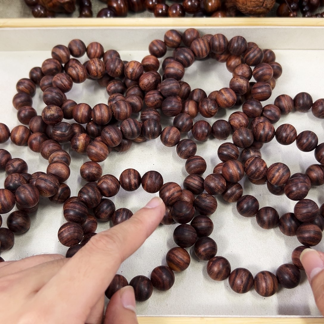 黄花梨/降香黄檀手串/手链15mm椭珠粗抛无胶无腊紫油