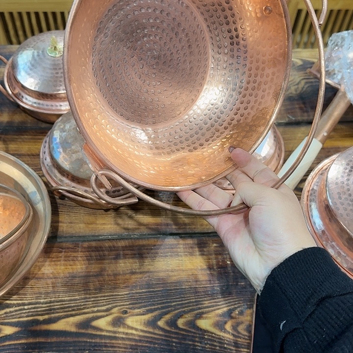 紫铜手工吊锅平底23口径