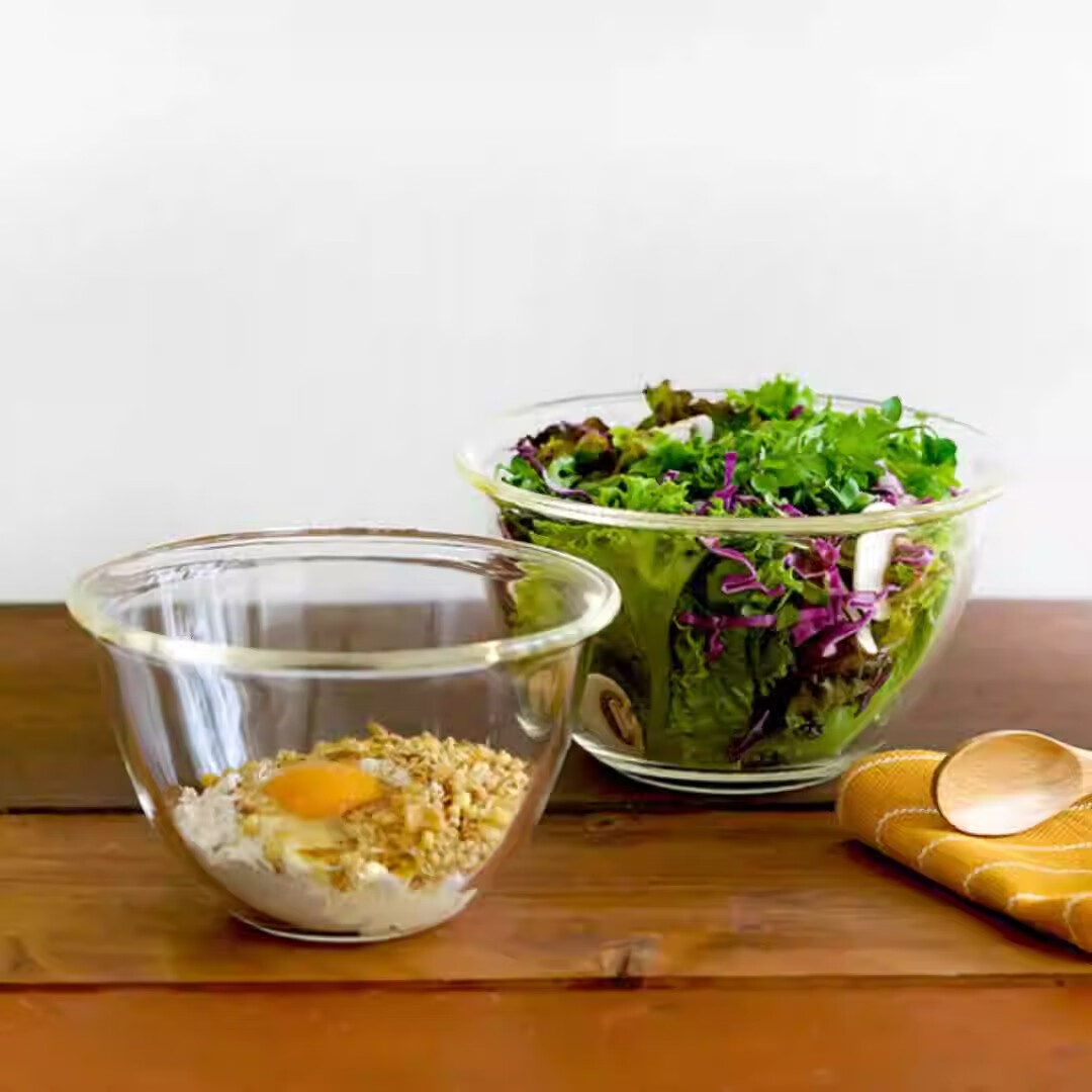 日本进口hario玻璃碗透明烘焙打蛋耐高温可微波炉揉面水果沙拉碗 