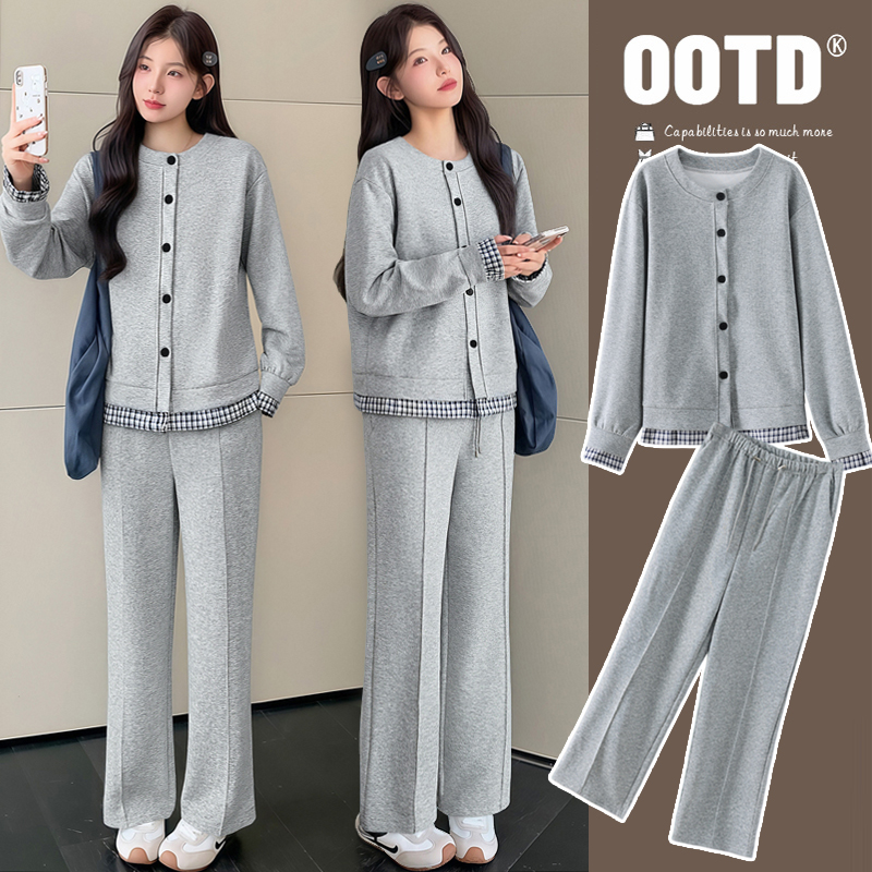 【安安】孕妇装秋冬季上衣外套+阔腿裤两件套休闲韩版洋气春秋套装