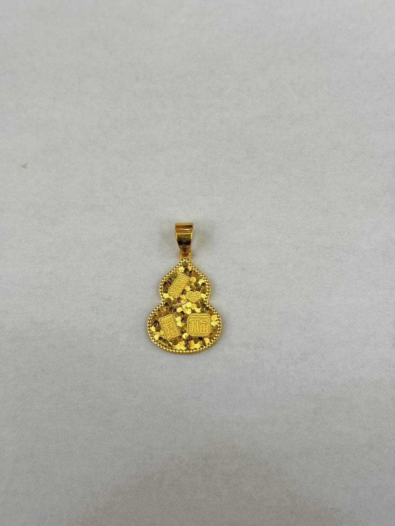 足金5G工艺碎冰冰吉言葫芦吊坠爆闪时尚