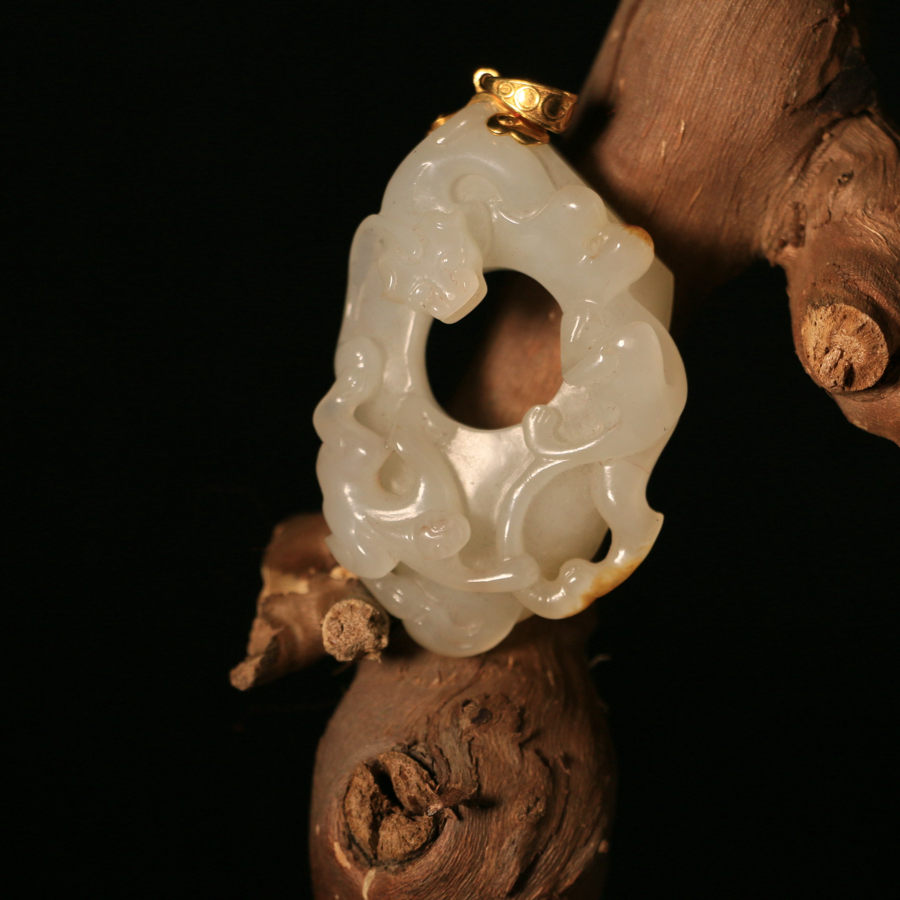 9E1白玉镶嵌望子成龙鸡心佩