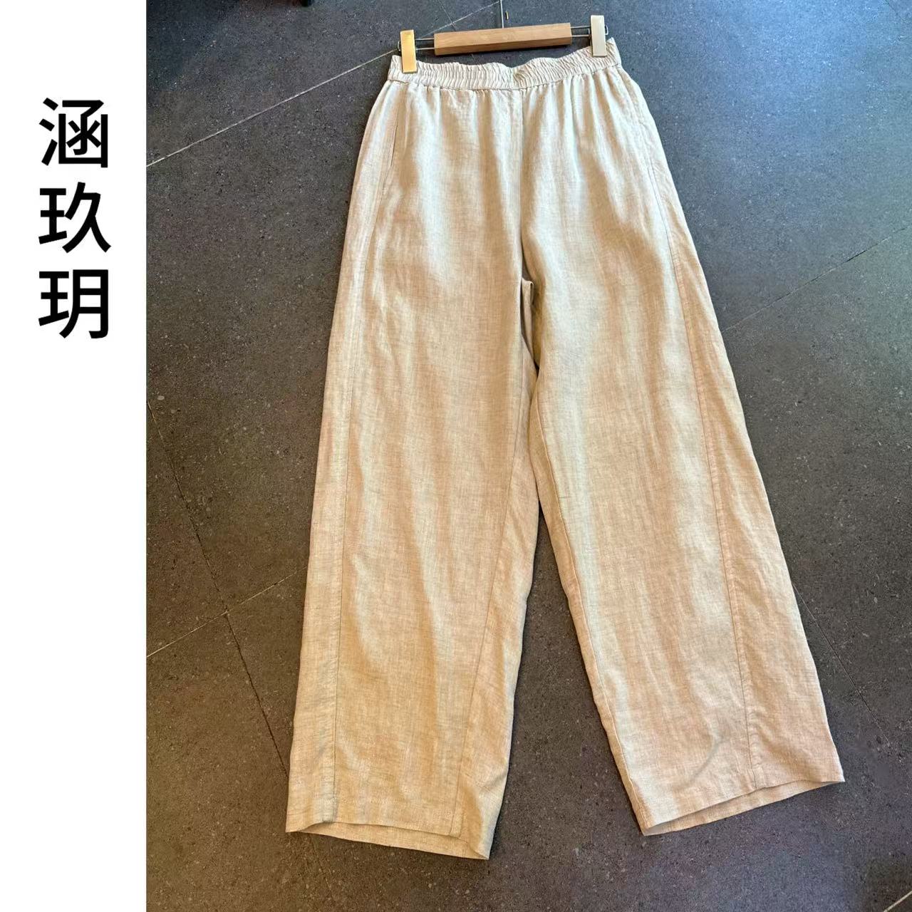 涵玖玥▪100%雨露麻【双后兜】文艺范秋季麻料弯刀裤复古梵-2018